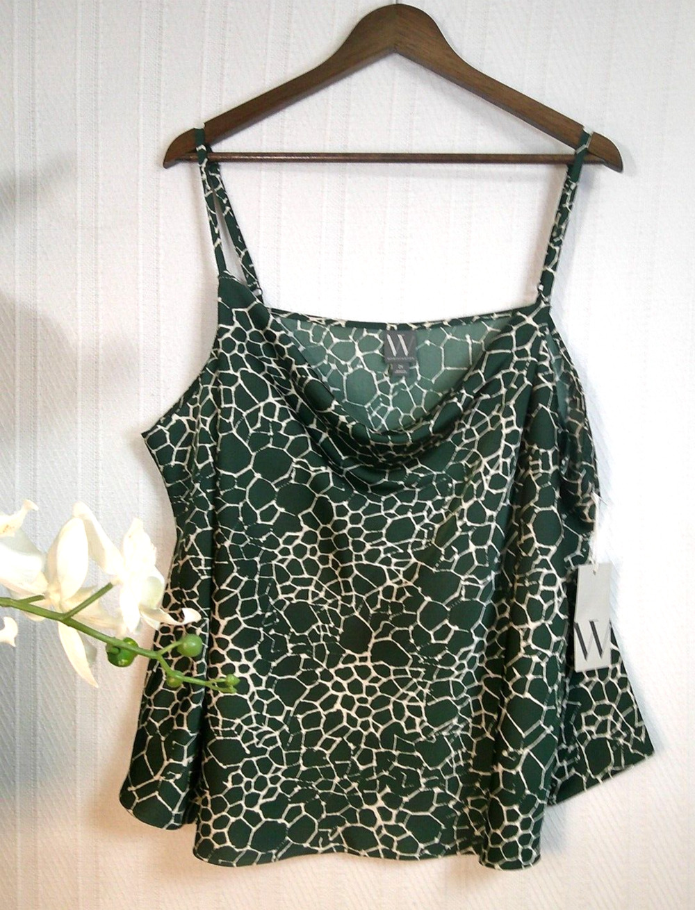 Worthington Cami/Tank Top Green Animal Print Spaghetti Straps-Women's 2X RTL$49